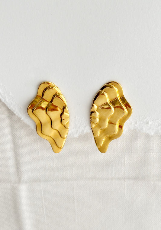 Gold Fan Stud Earrings