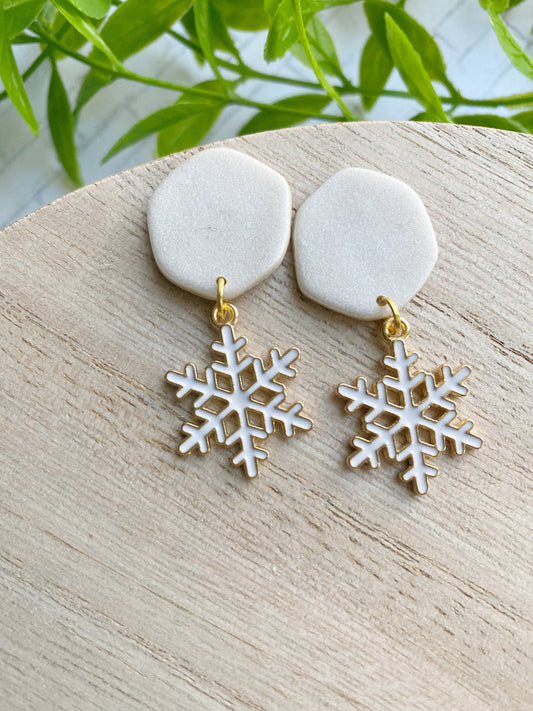 White Snowflake Earrings