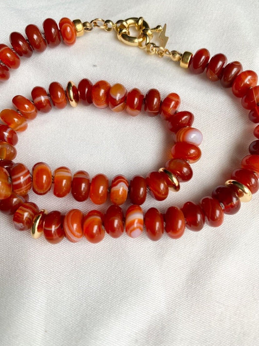 Red Agate Silk Knotted Gemstone Necklace
