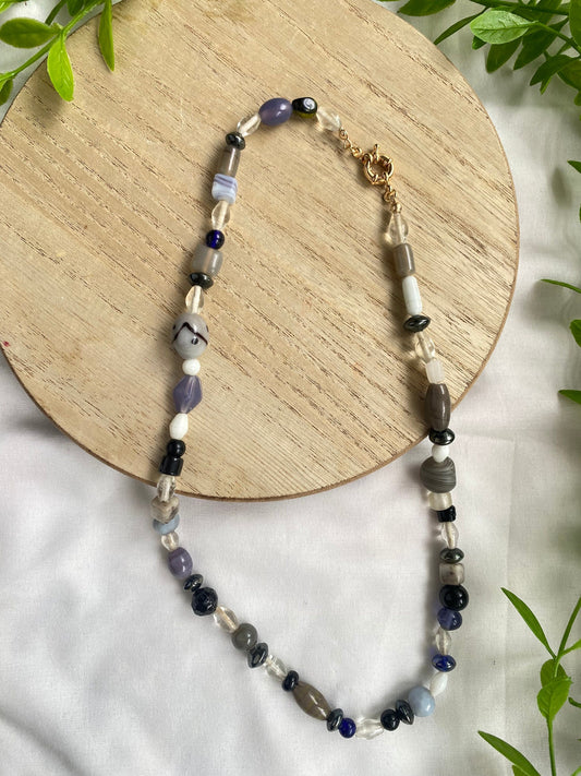 Black and Gray Beaded Necklace
