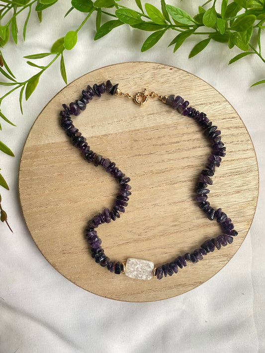 Vintage Amethyst Silk-Knotted Necklace