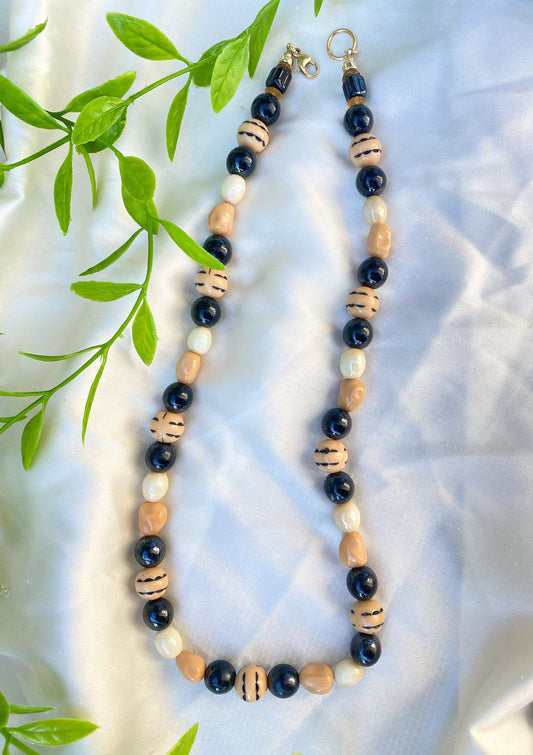 Black and Tan Beaded Necklace