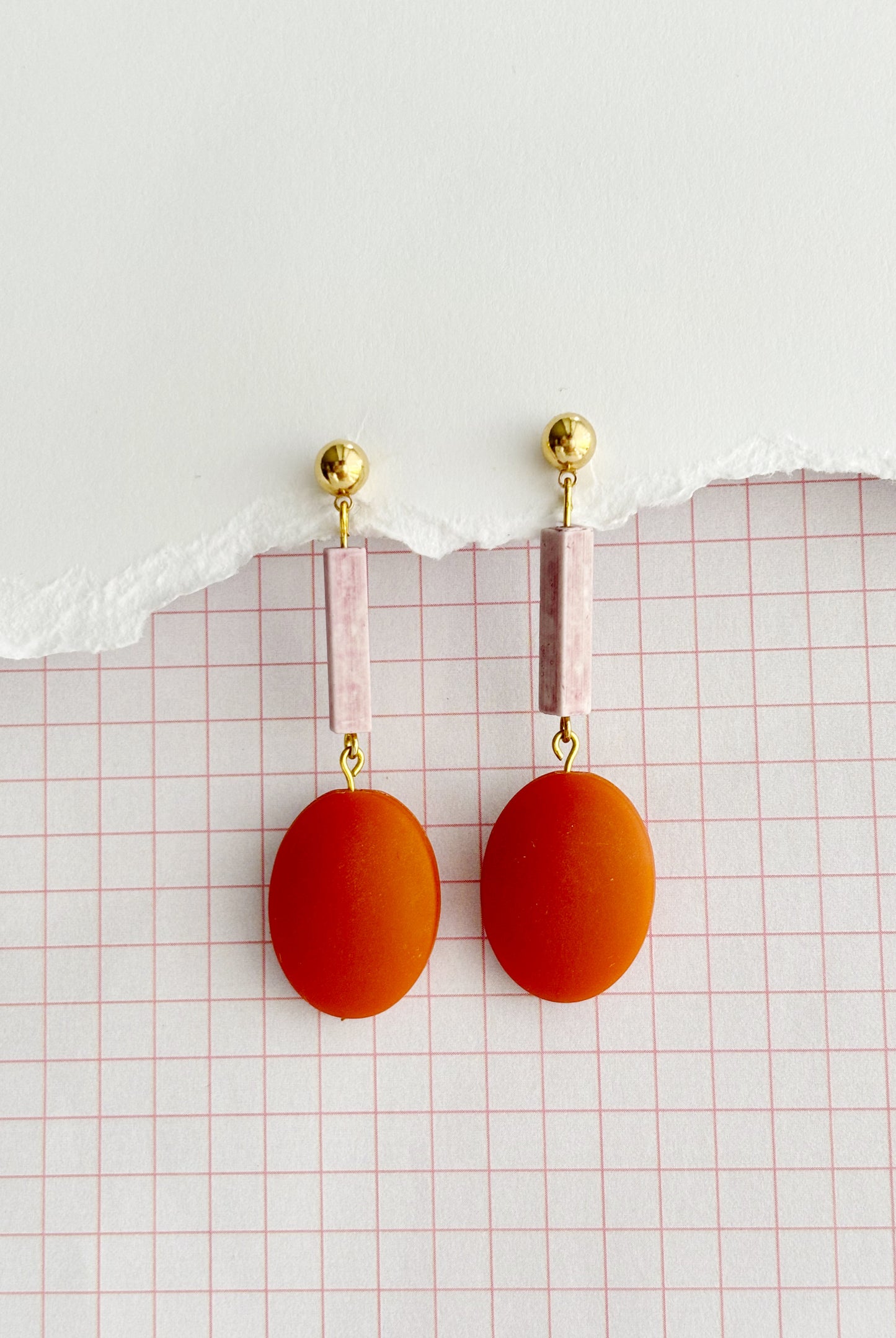 Terra Cotta and Pink Earrings