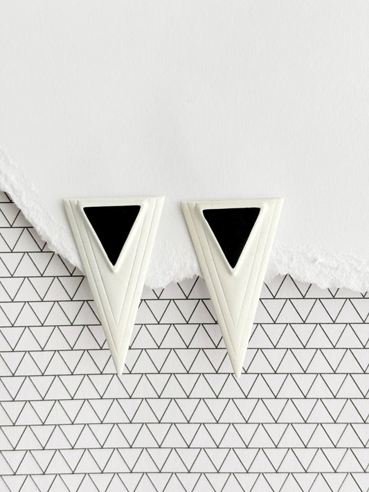 Black and White Triangle Studs