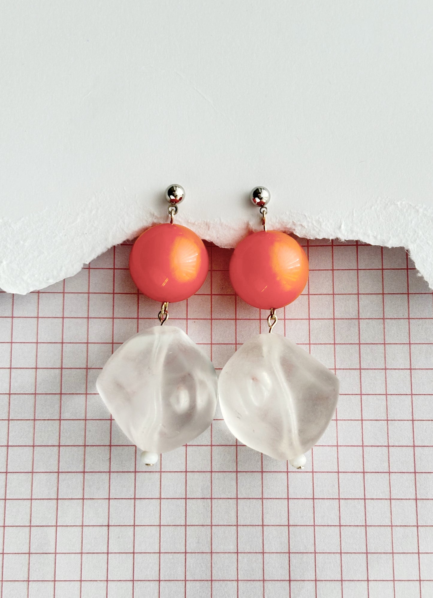 Orange and Clear Earrings