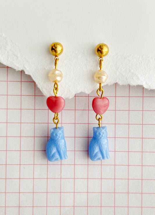 Blue Cat Earrings