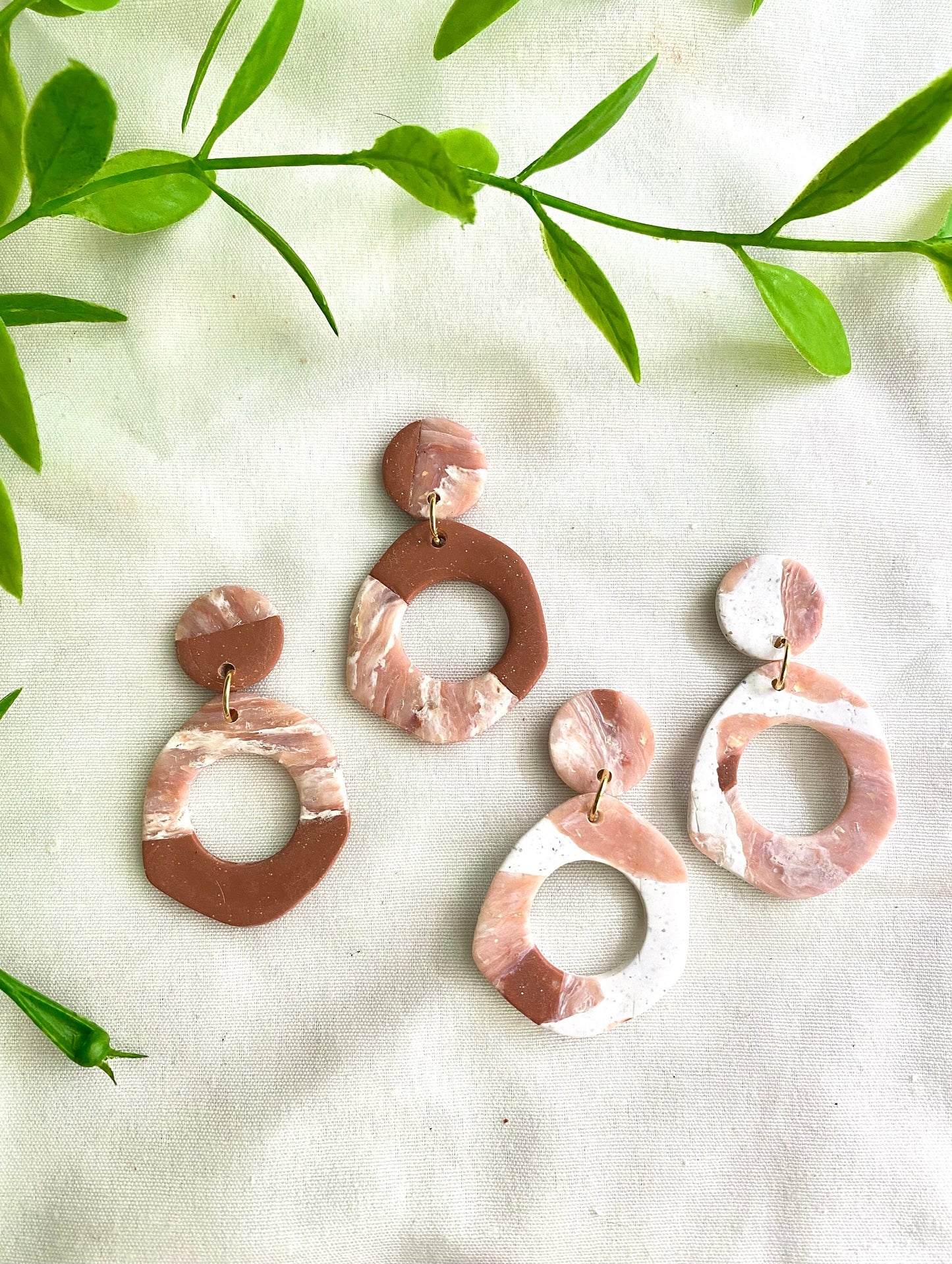 Terra Cotta Stone Hexagon Earrings