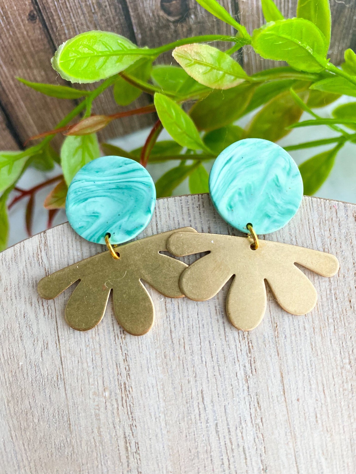 Green Floral Earrings