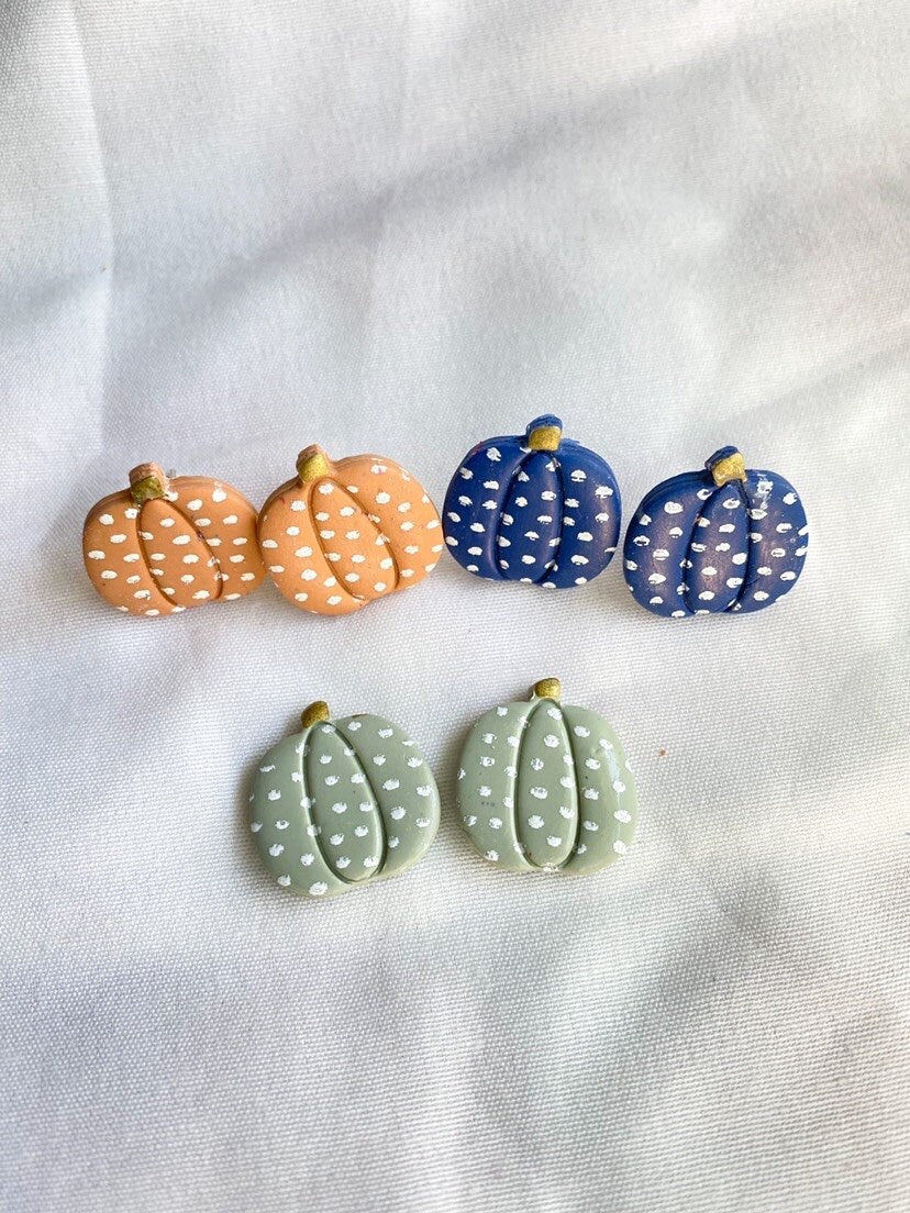 Polka Dot Pumpkin Studs