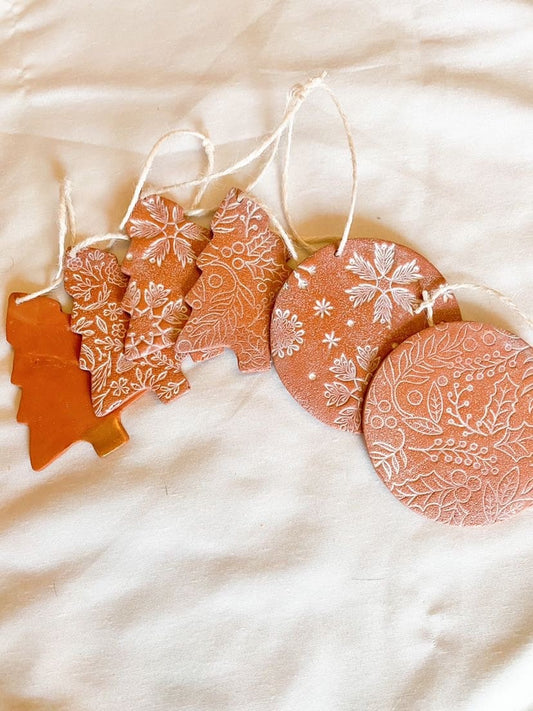 Terra Cotta Christmas Tree Ornaments