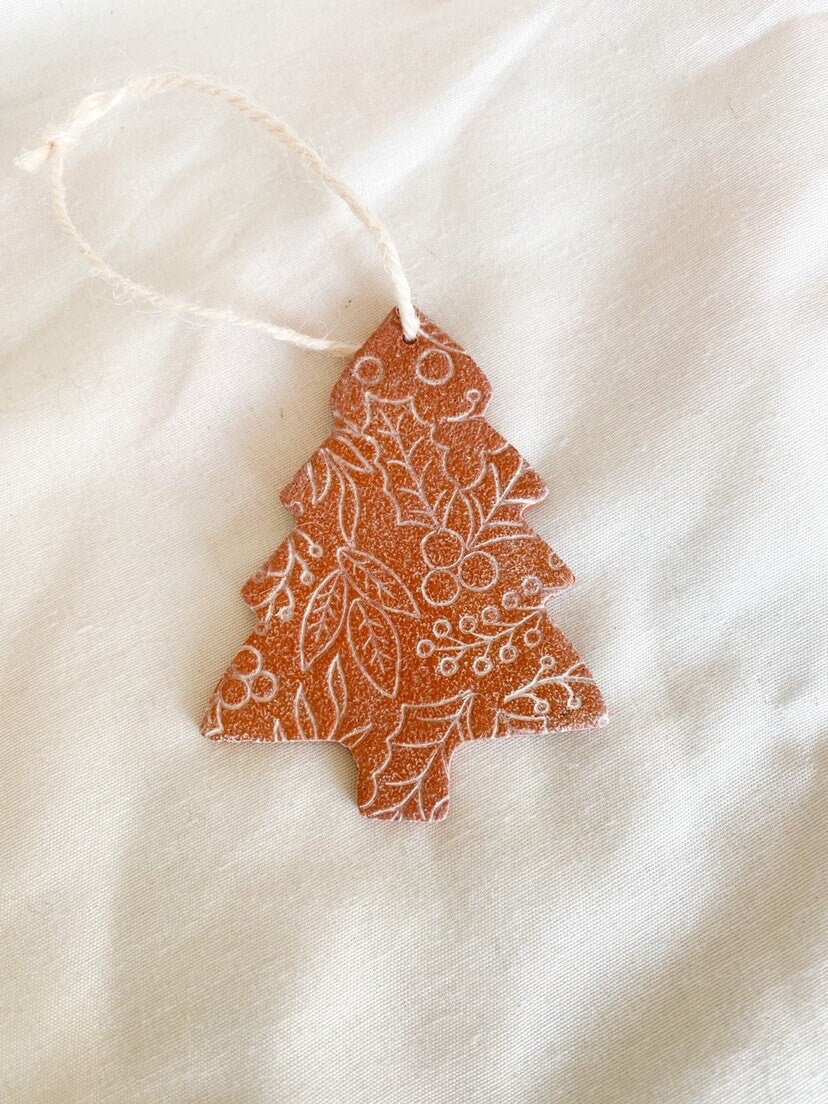 Terra Cotta Christmas Tree Ornaments