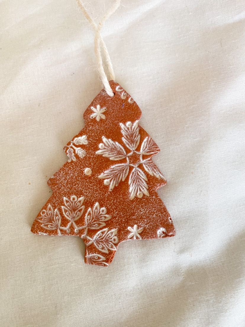 Terra Cotta Christmas Tree Ornaments