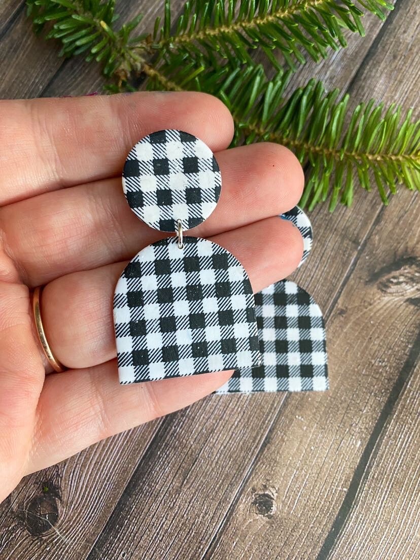 Black Buffalo Plaid Earrings