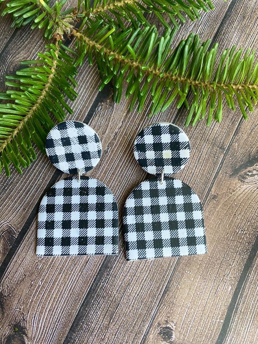 Black Buffalo Plaid Earrings