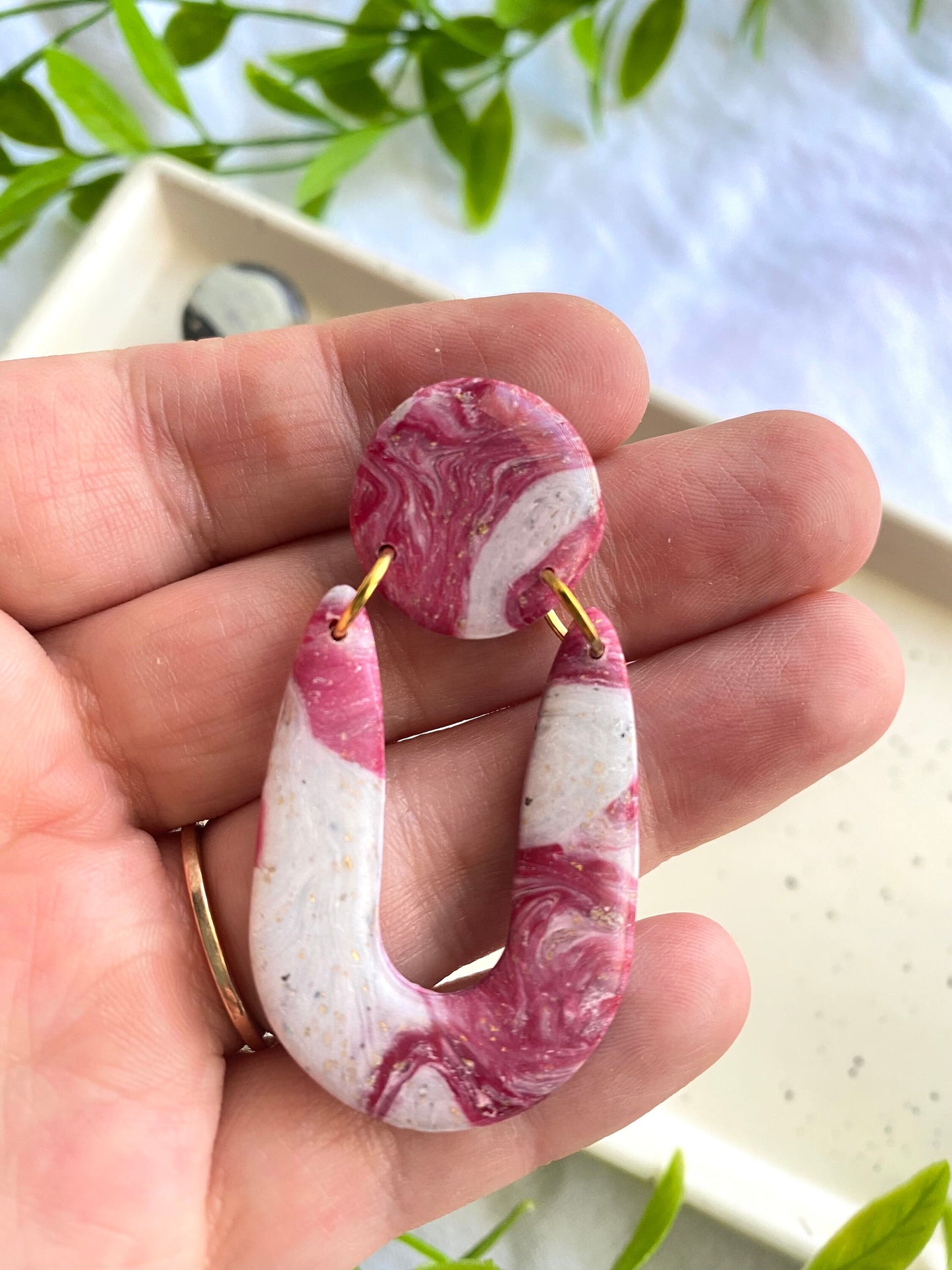 Faux Stone U Earrings