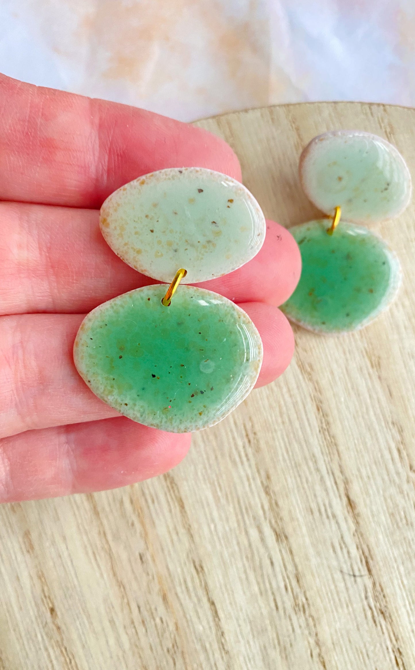 Oval Faux Ceramic Earrings