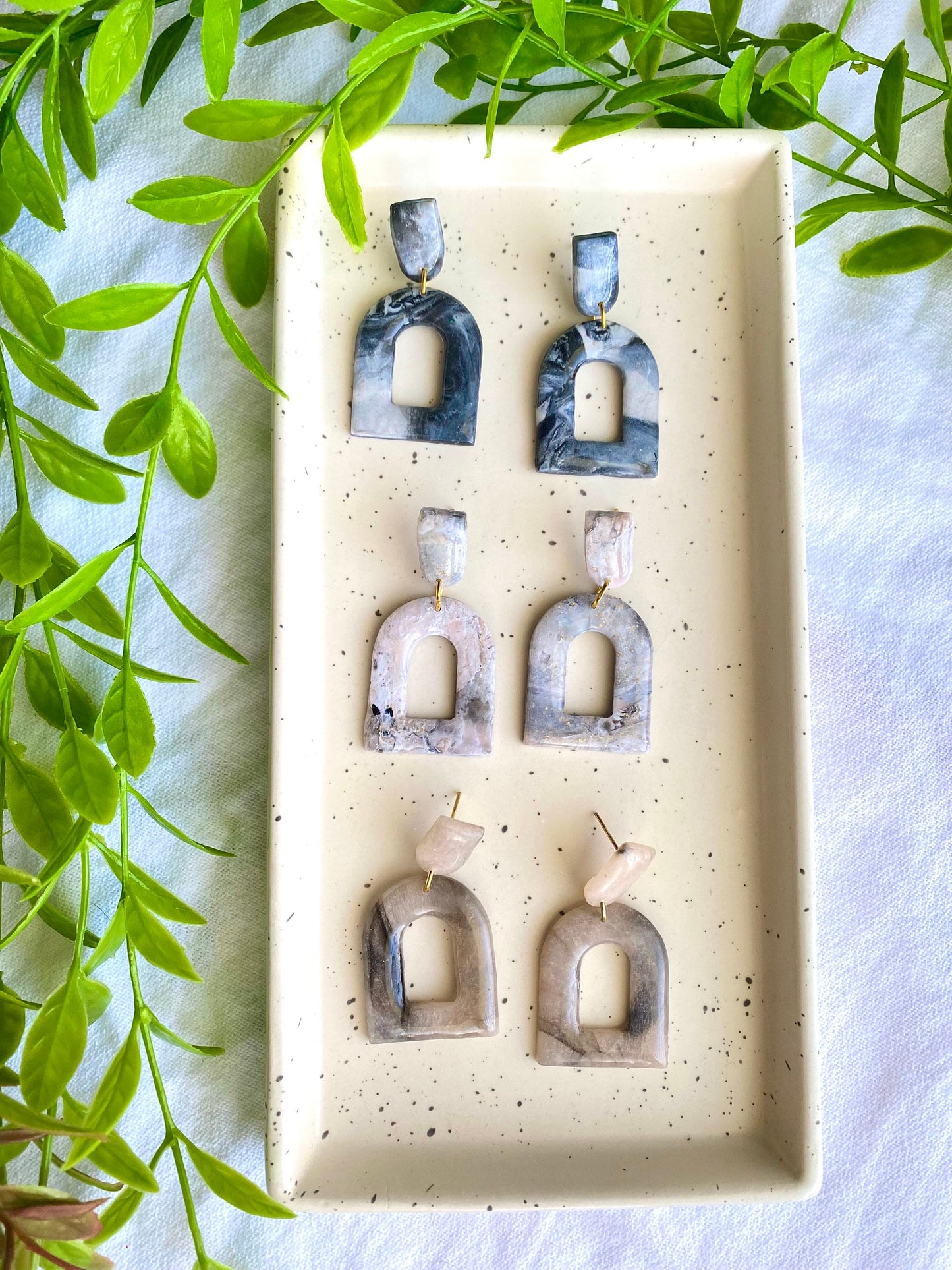 Faux Stone Closed Arch Earrings