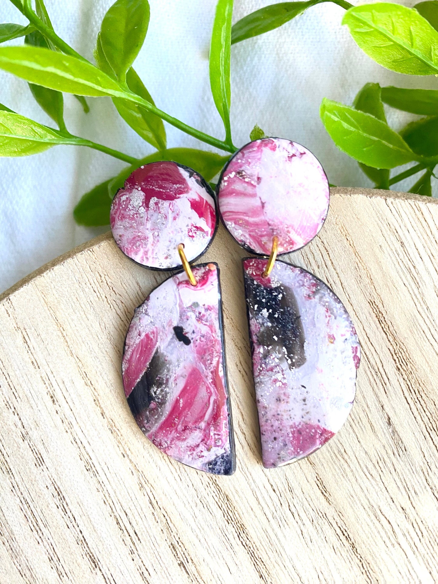 Red Half Moon Earrings