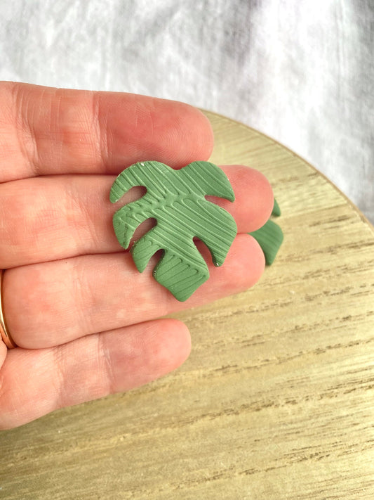 Textured Monstera Leaf Studs