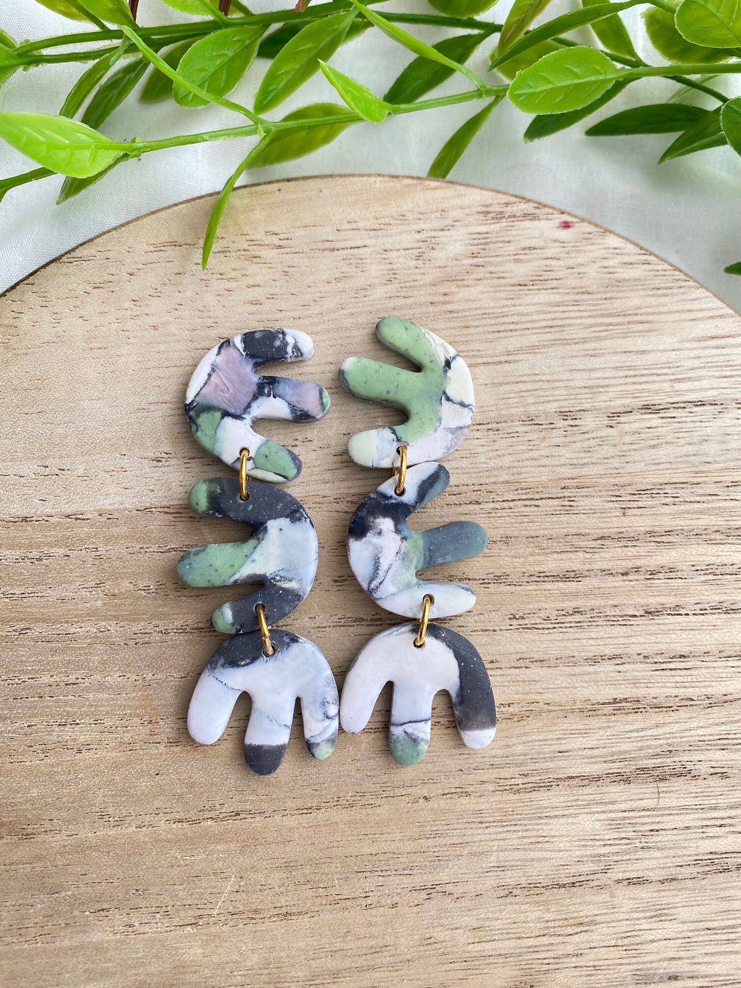 Organic Floral Earrings, Statement Earrings, Funky Clay Earrings, Lightweight Jewelry, Cool Birthday Gift for Friend