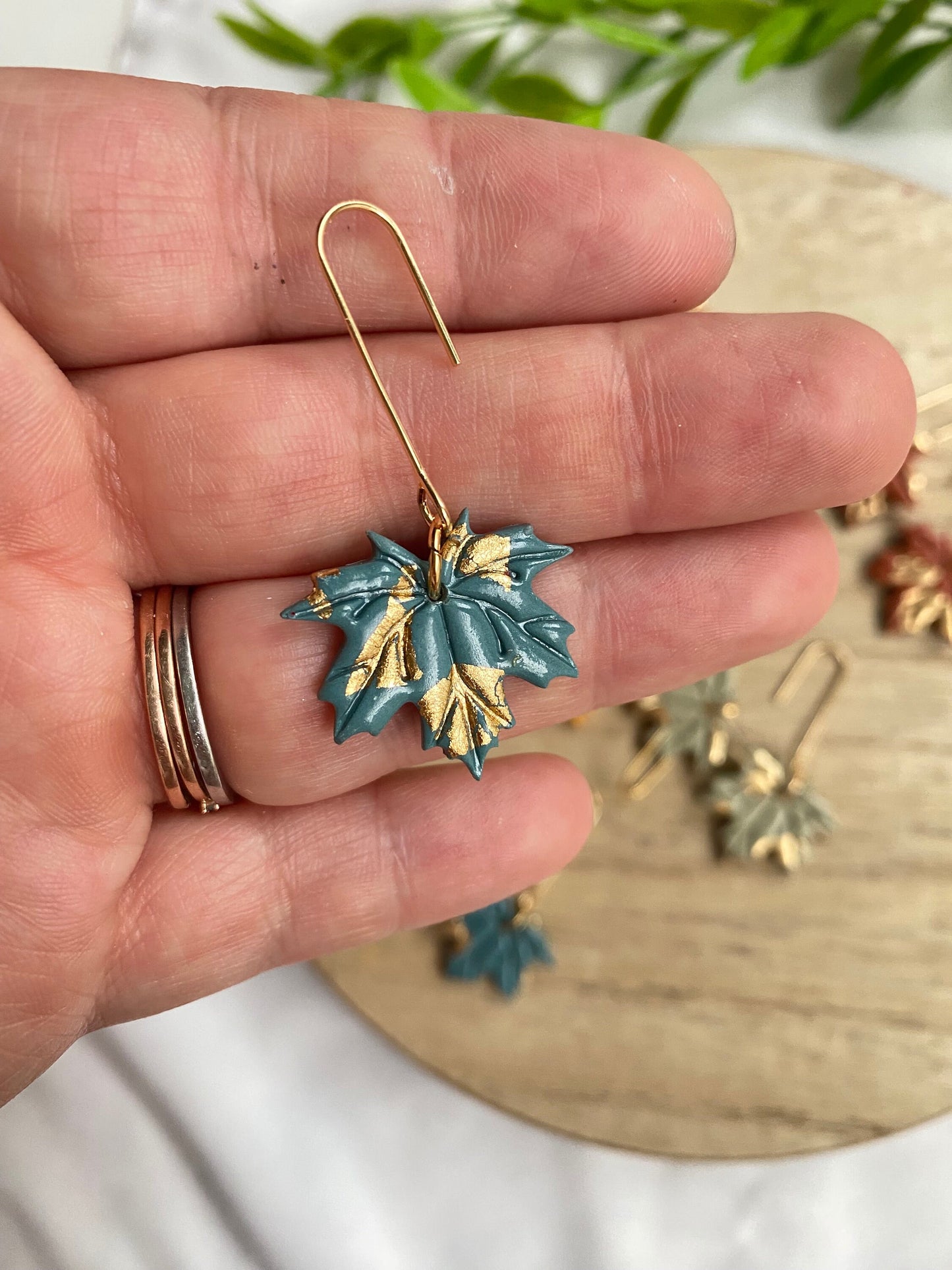 Fall Leaf Dangles, Autumn Clay Earrings, Dainty Lightweight Earrings, Maple Leaf Jewelry, Seasonal Earrings, Cute Birthday Gift for Wife