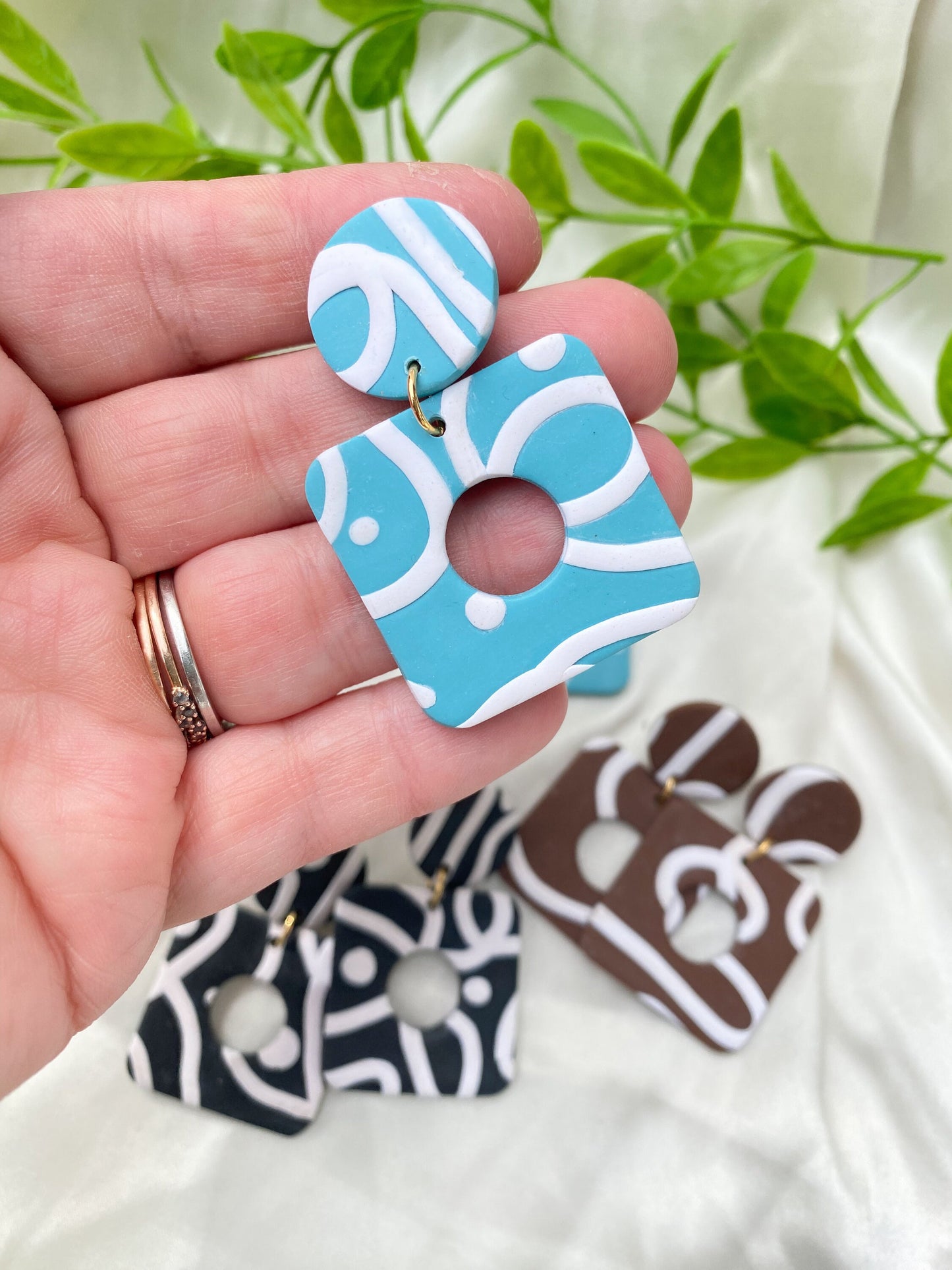 Squiggle Square Earrings