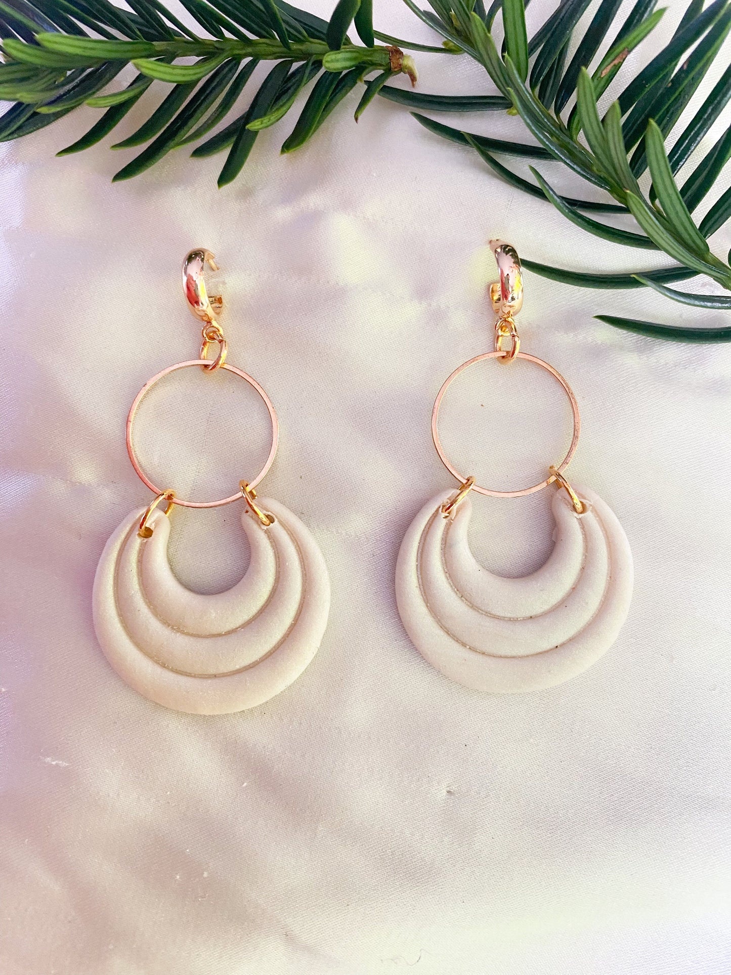 White Art Deco Earrings