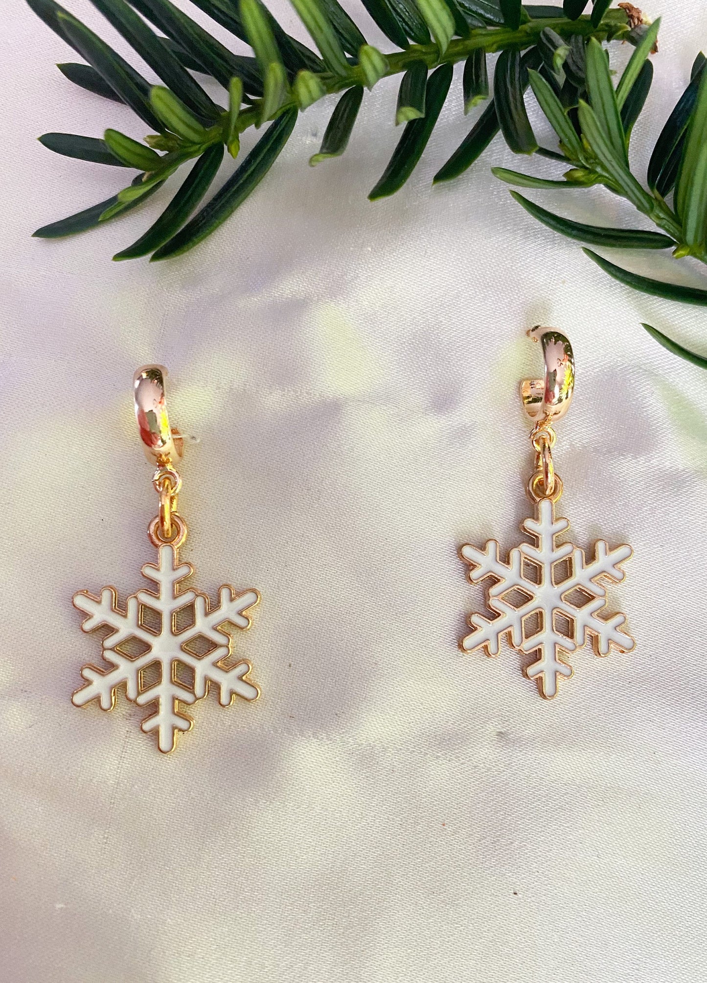 Snowflake Huggie Earrings