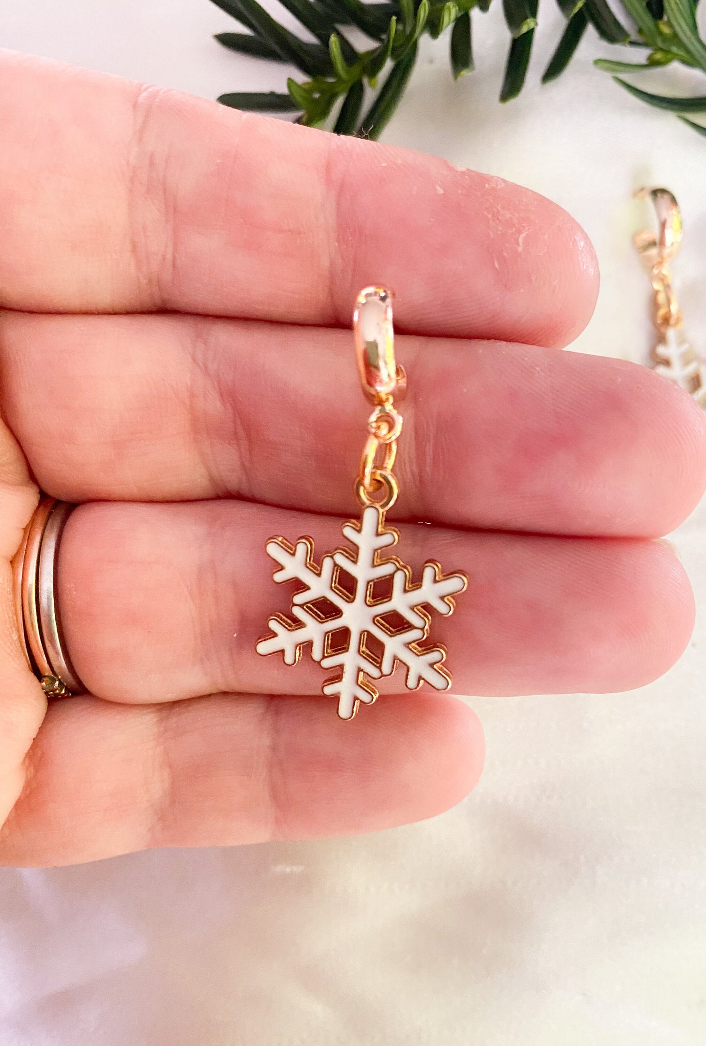 Snowflake Huggie Earrings